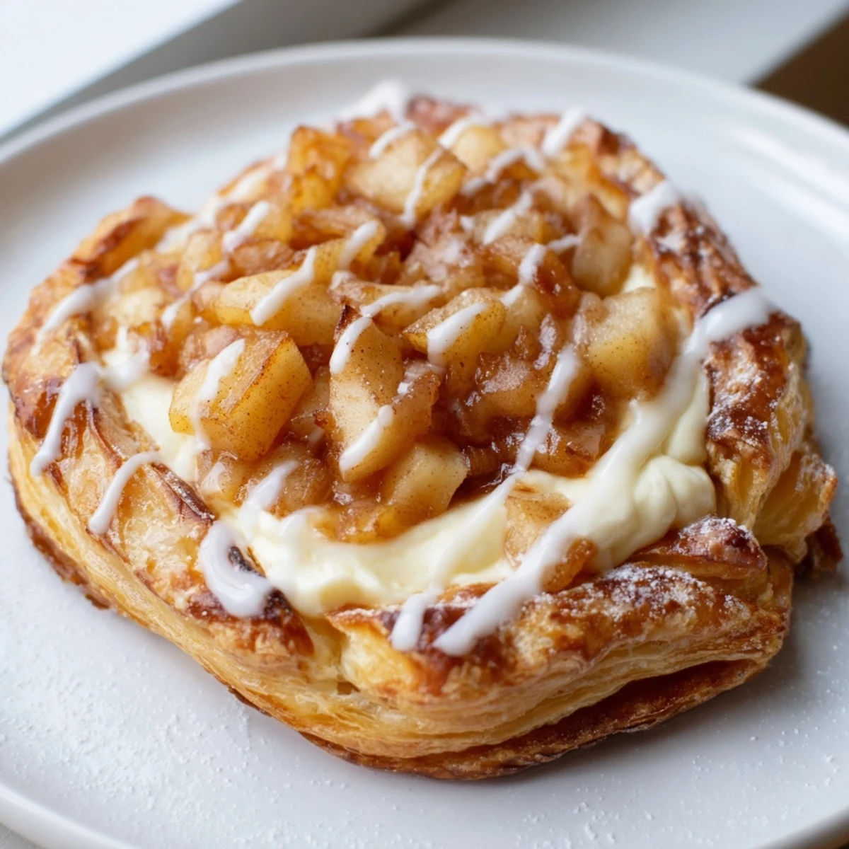 Creamy cheese and cinnamon-spiced apple filling inside each freshly baked apple cheese danish