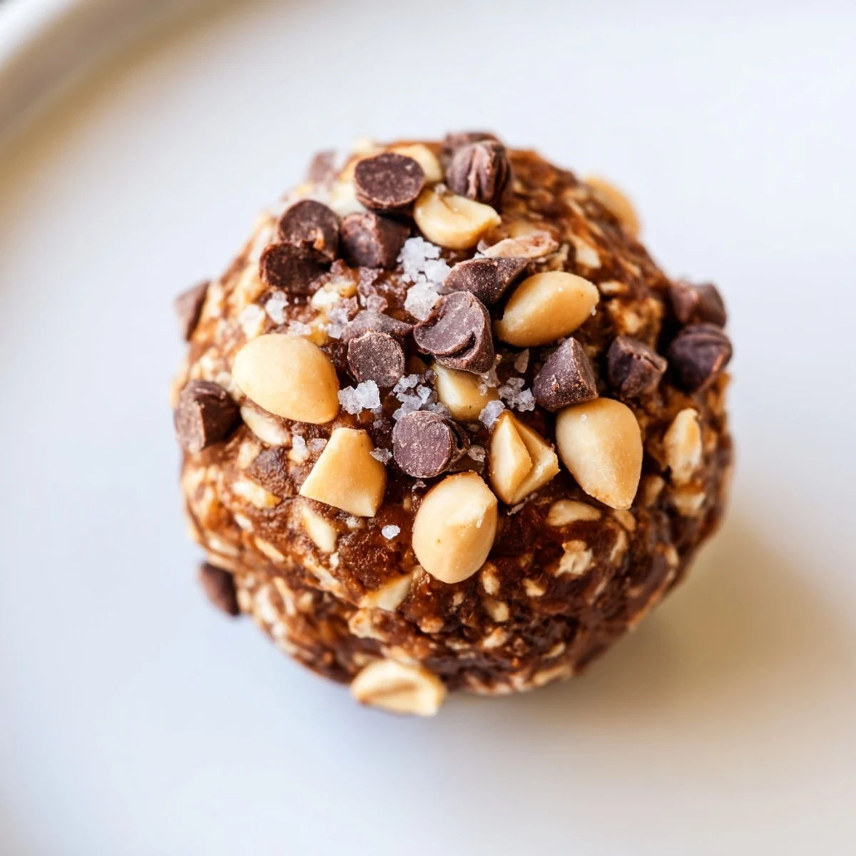 Rich no-bake Snickers energy balls coated in dark chocolate and salty roasted peanuts  
