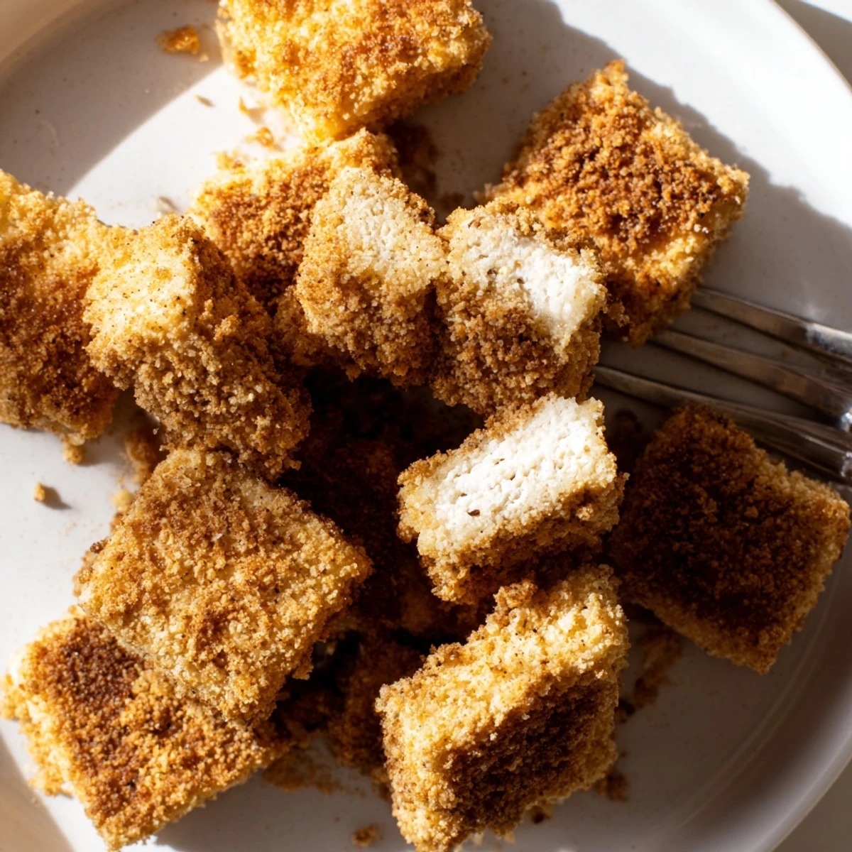 Delicious vegan tofu fried chicken nuggets fried to perfection for a satisfying plant-based meal